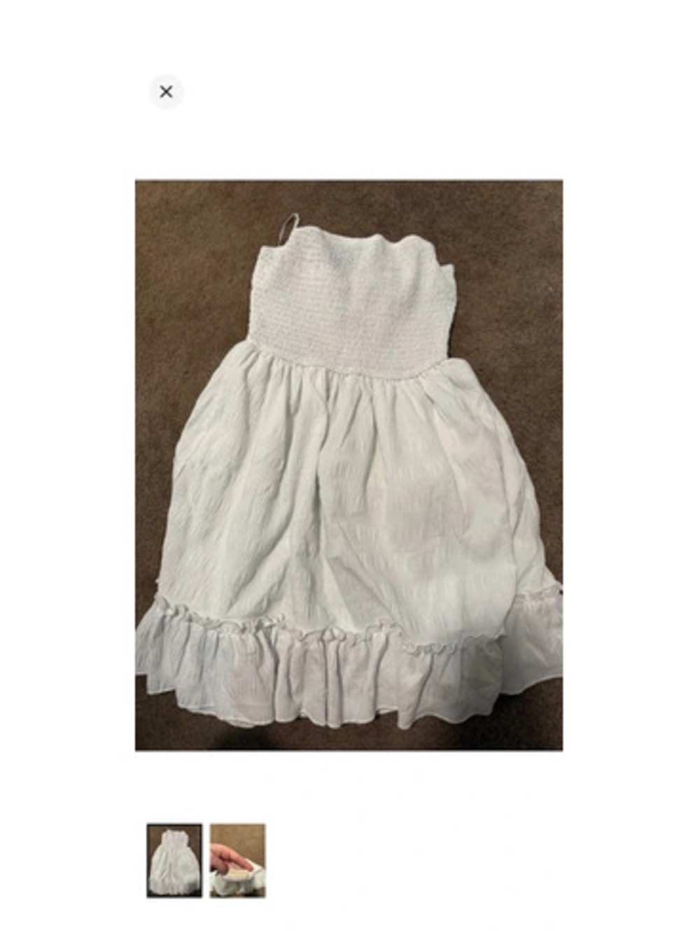 Strapless White Summer Dress - Smocked Bodice with Ruffle Hem